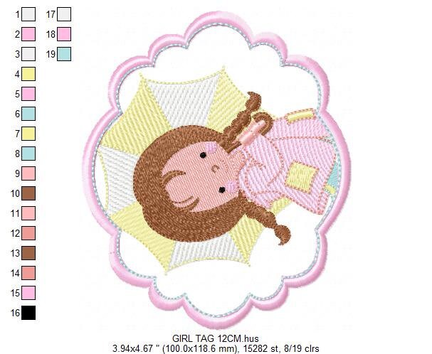 Baby girl embroidery design - Umbrella embroidery designs machine embroidery pattern - girl with umbrella embroidery file - instant download