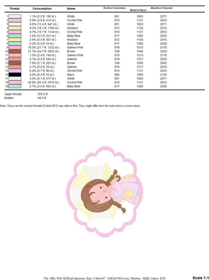 Baby girl embroidery design - Umbrella embroidery designs machine embroidery pattern - girl with umbrella embroidery file - instant download