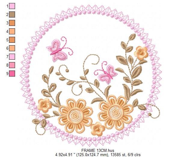 Flower Frame embroidery designs - Flower embroidery design machine embroidery pattern - Kitchen embroidery file - instant digital download