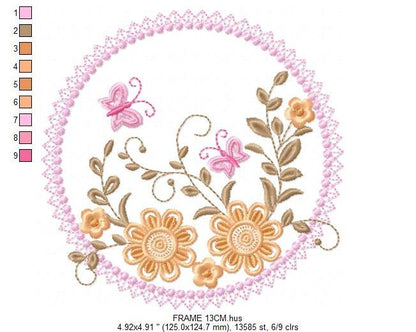 Flower Frame embroidery designs - Flower embroidery design machine embroidery pattern - Kitchen embroidery file - instant digital download