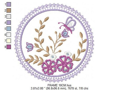 Frame embroidery designs - Flower embroidery design machine embroidery pattern - Garden frame embroidery file - kitchen embroidery download