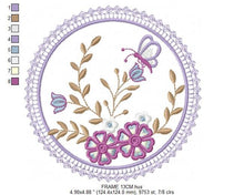 Load image into Gallery viewer, Frame embroidery designs - Flower embroidery design machine embroidery pattern - Garden frame embroidery file - kitchen embroidery download
