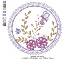 Frame embroidery designs - Flower embroidery design machine embroidery pattern - Garden frame embroidery file - kitchen embroidery download