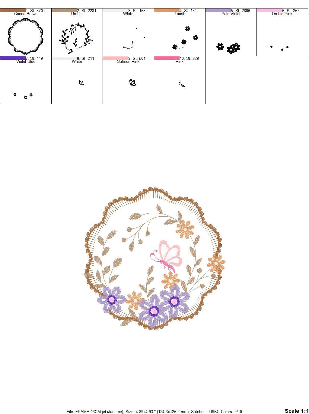 Flower stamp embroidery designs - Flower frame embroidery design machine embroidery pattern - Daisy embroidery file - embroidery download