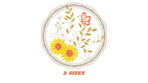 Garden Frame embroidery designs - Flowers Tag embroidery design machine embroidery pattern - Butterfly embroidery file  - instant download