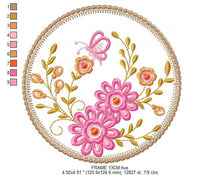 Laden Sie das Bild in den Galerie-Viewer, Frame embroidery designs - Flower embroidery design machine embroidery pattern - Daisy embroidery file girl embroidery - Flower frame design
