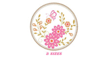 Charger l&#39;image dans la galerie, Frame embroidery designs - Flower embroidery design machine embroidery pattern - Daisy embroidery file girl embroidery - Flower frame design
