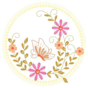 Frame embroidery designs - Flower embroidery design machine embroidery pattern - Butterfly embroidery file girl embroidery - Flower frame