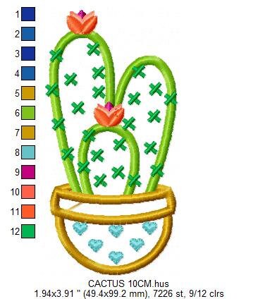Cactus embroidery designs - Cactus vases embroidery design machine embroidery pattern - Vase embroidery file cactus applique design garden Marcia Embroidery