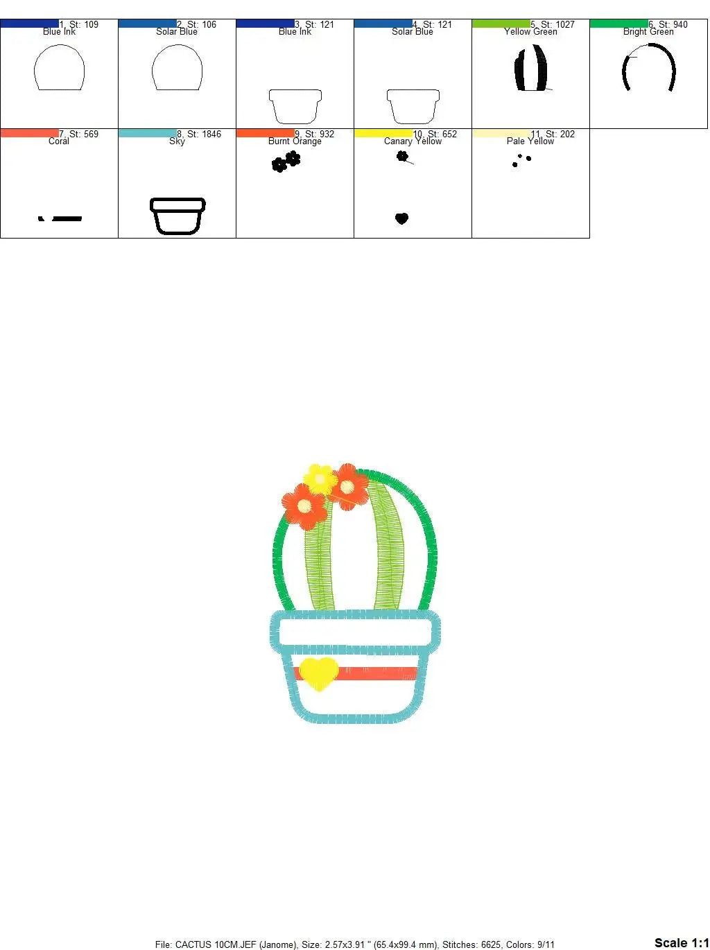 Cactus embroidery designs - Cactus vases embroidery design machine embroidery pattern - Vase embroidery file cactus applique design garden Marcia Embroidery