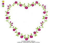 Load image into Gallery viewer, Heart with flowers embroidery designs - Flower embroidery design machine embroidery pattern - Baby girl embroidery - Heart embroidery frame
