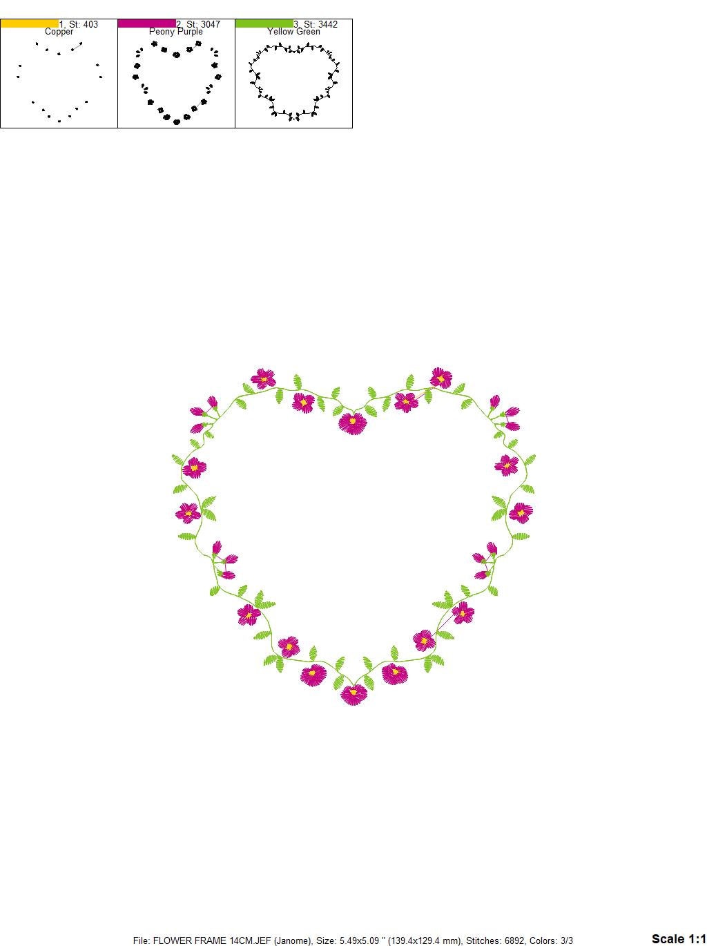 Heart with flowers embroidery designs - Flower embroidery design machine embroidery pattern - Baby girl embroidery - Heart embroidery frame
