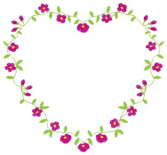 Heart with flowers embroidery designs - Flower embroidery design machine embroidery pattern - Baby girl embroidery - Heart embroidery frame