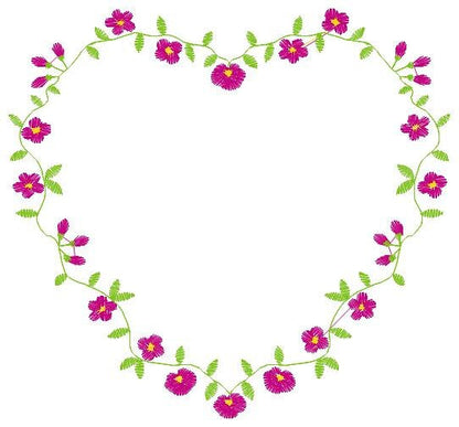 Heart with flowers embroidery designs - Flower embroidery design machine embroidery pattern - Baby girl embroidery - Heart embroidery frame