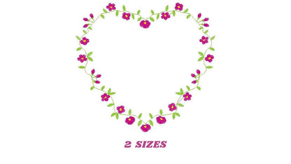 Heart with flowers embroidery designs - Flower embroidery design machine embroidery pattern - Baby girl embroidery - Heart embroidery frame
