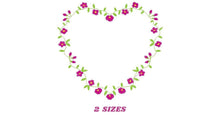 Carica l&#39;immagine nel visualizzatore di Gallery, Heart with flowers embroidery designs - Flower embroidery design machine embroidery pattern - Baby girl embroidery - Heart embroidery frame
