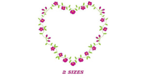 Heart with flowers embroidery designs - Flower embroidery design machine embroidery pattern - Baby girl embroidery - Heart embroidery frame