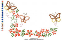 Charger l&#39;image dans la galerie, Flower Frame embroidery designs - Delicate Flower embroidery design machine embroidery pattern - Butterfly embroidery file - girl embroidery
