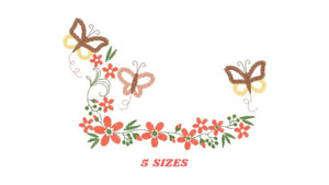 Flower Frame embroidery designs - Delicate Flower embroidery design machine embroidery pattern - Butterfly embroidery file - girl embroidery