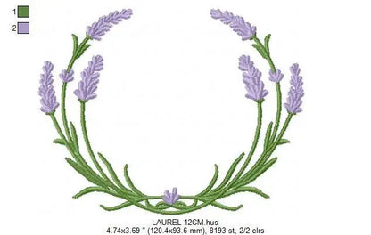 Monogram Frame embroidery designs - Lavender embroidery design machine embroidery pattern - Floral wreath embroidery file - instant download Marcia Embroidery