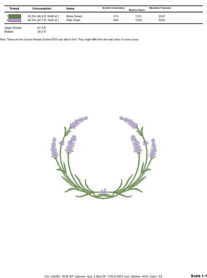 Monogram Frame embroidery designs - Lavender embroidery design machine embroidery pattern - Floral wreath embroidery file - instant download Marcia Embroidery