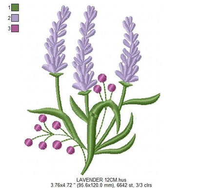 Lavender embroidery designs - Spring flowers embroidery design machine embroidery pattern - Tea towel embroidery file - kitchen cloth apron
