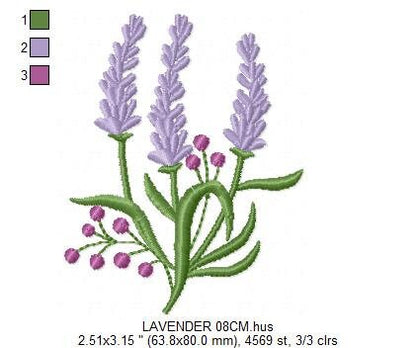 Lavender embroidery designs - Spring flowers embroidery design machine embroidery pattern - Tea towel embroidery file - kitchen cloth apron