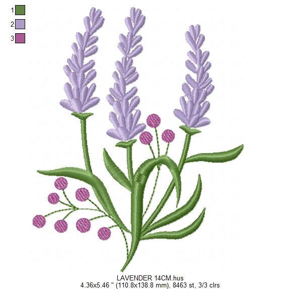 Lavender embroidery designs - Spring flowers embroidery design machine embroidery pattern - Tea towel embroidery file - kitchen cloth apron