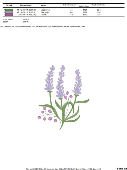 Lavender embroidery designs - Spring flowers embroidery design machine embroidery pattern - Tea towel embroidery file - kitchen cloth apron