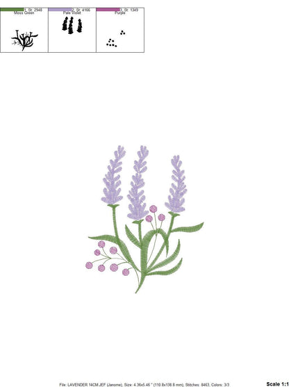 Lavender embroidery designs - Spring flowers embroidery design machine embroidery pattern - Tea towel embroidery file - kitchen cloth apron