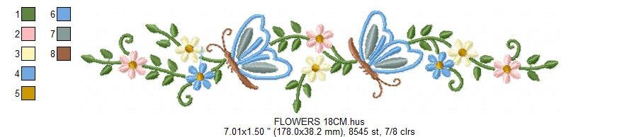 Butterfly embroidery design - Delicate Flowers embroidery designs machine embroidery pattern - Tea towel embroidery file - instant download Marcia Embroidery