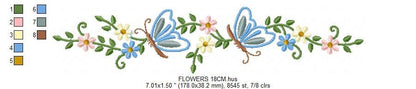 Butterfly embroidery design - Delicate Flowers embroidery designs machine embroidery pattern - Tea towel embroidery file - instant download Marcia Embroidery