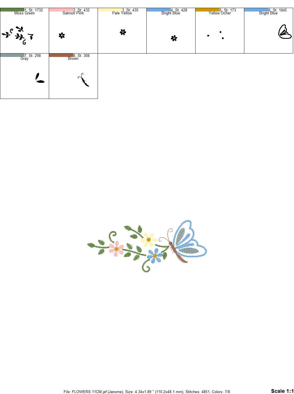 Butterfly embroidery design - Delicate Flowers embroidery designs machine embroidery pattern - Tea towel embroidery file - instant download Marcia Embroidery