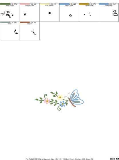 Butterfly embroidery design - Delicate Flowers embroidery designs machine embroidery pattern - Tea towel embroidery file - instant download Marcia Embroidery