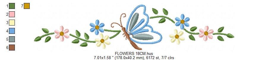 Butterfly embroidery design - Delicate Flowers embroidery designs machine embroidery pattern - Kitchen Towel embroidery file - pes download