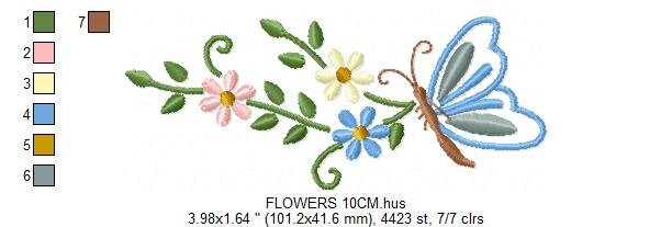 Butterfly embroidery design - Delicate Flowers embroidery designs machine embroidery pattern - Kitchen embroidery file - instant download Marcia Embroidery