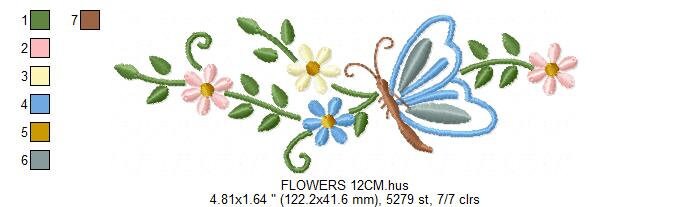 Butterfly embroidery design - Delicate Flowers embroidery designs machine embroidery pattern - Kitchen embroidery file - instant download Marcia Embroidery
