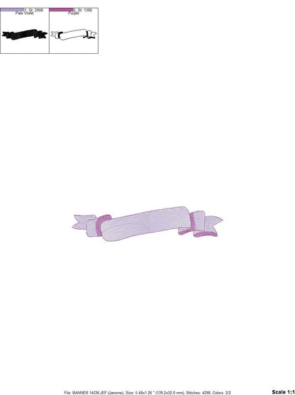 Ribbon banner embroidery designs - Frame embroidery design machine embroidery pattern - Line embroidery file - tea towel embroidery pes jef