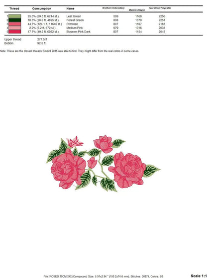 Roses embroidery designs - Towel embroidery design machine embroidery pattern - Rose embroidery file flower applique - instant download pes Marcia Embroidery