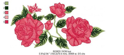 Roses embroidery designs - Towel embroidery design machine embroidery pattern - Rose embroidery file flower applique - instant download pes Marcia Embroidery