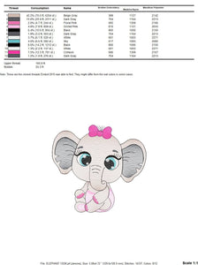 Baby Elephant embroidery designs -  Animal embroidery design machine embroidery pattern - Baby girl embroidery file - instant download pes