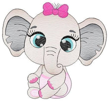 Load image into Gallery viewer, Baby Elephant embroidery designs -  Animal embroidery design machine embroidery pattern - Baby girl embroidery file - instant download pes
