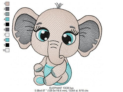 Baby Elephant embroidery designs - Safari Wild Male Animal embroidery design machine embroidery pattern - instant digital download pes jef