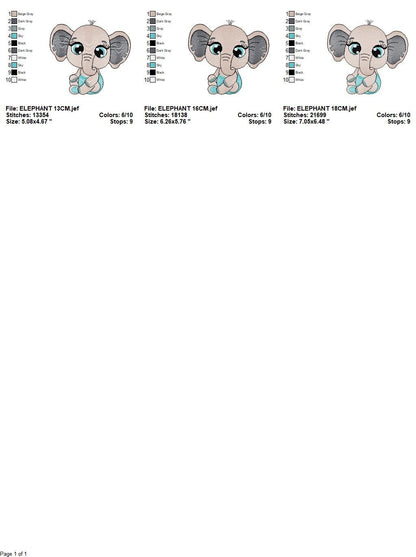 Baby Elephant embroidery designs - Safari Wild Male Animal embroidery design machine embroidery pattern - instant digital download pes jef