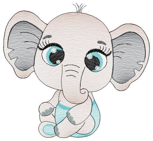 Baby Elephant embroidery designs - Safari Wild Male Animal embroidery design machine embroidery pattern - instant digital download pes jef
