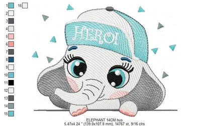 Elephant peek a boo embroidery designs - Animal embroidery design machine embroidery pattern - Baby boy embroidery file - instant download Marcia Embroidery