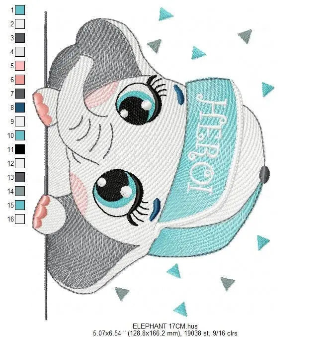 Elephant peek a boo embroidery designs - Animal embroidery design machine embroidery pattern - Baby boy embroidery file - instant download Marcia Embroidery