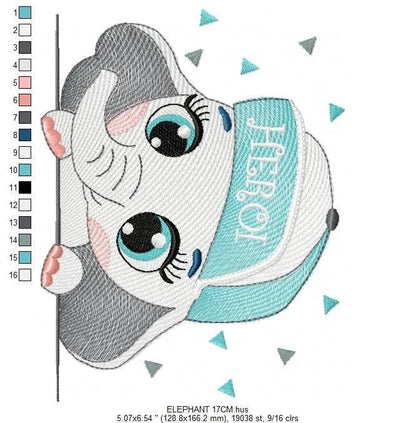 Elephant peek a boo embroidery designs - Animal embroidery design machine embroidery pattern - Baby boy embroidery file - instant download Marcia Embroidery