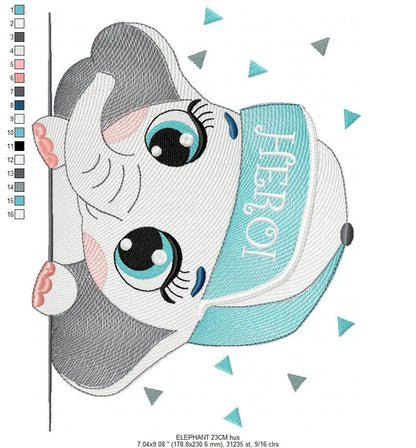 Elephant peek a boo embroidery designs - Animal embroidery design machine embroidery pattern - Baby boy embroidery file - instant download Marcia Embroidery
