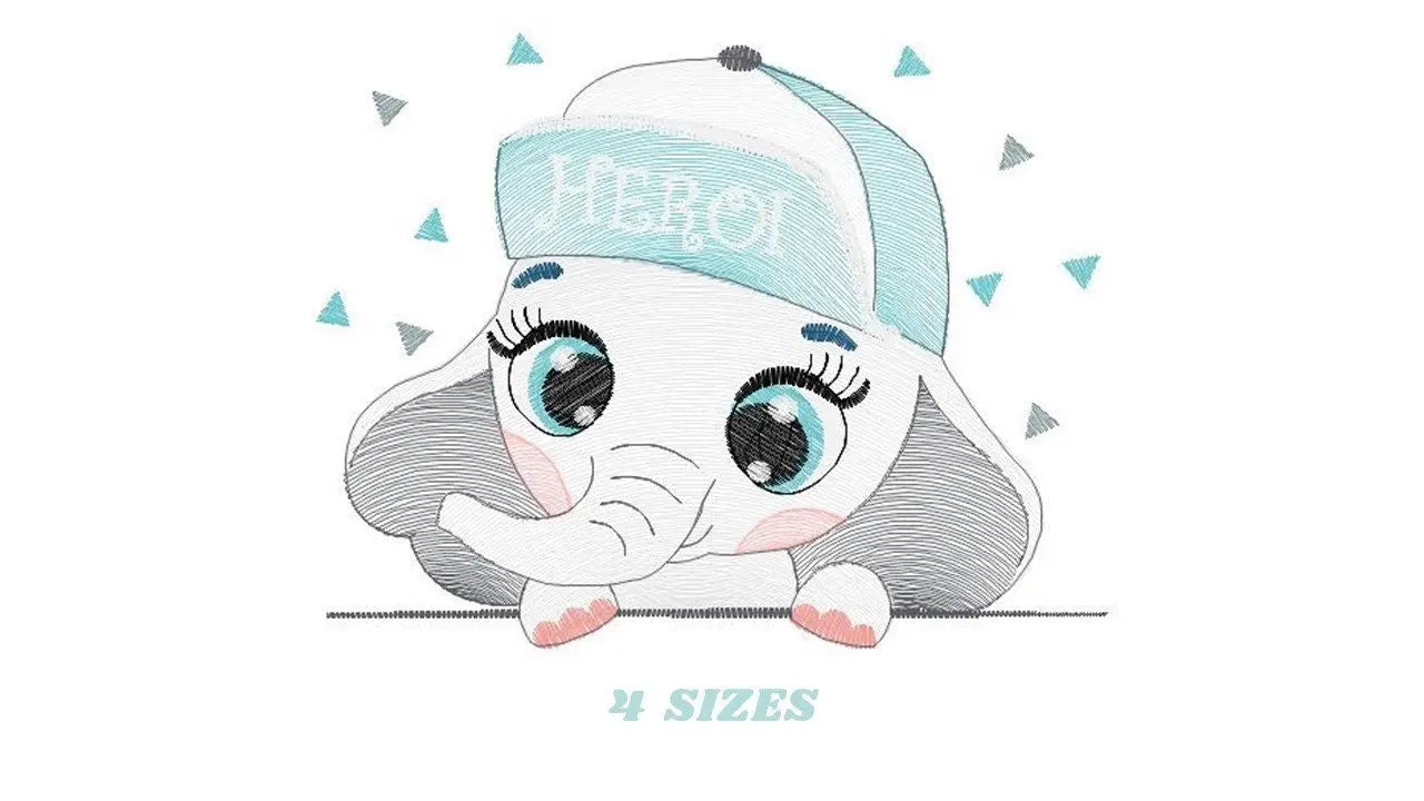 Elephant peek a boo embroidery designs - Animal embroidery design machine embroidery pattern - Baby boy embroidery file - instant download Marcia Embroidery